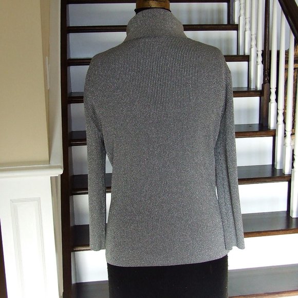 Sweet Nygard Grey Silver Metallic Cardigan Sweater XL - Picture 6 of 9